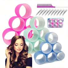 31 piezas Clips grandes de 3 pulgadas para rizar el cabello largo que se sujetan por sí solos. Material para peluquería de rizador grande de uso seguro y fácil, adecuado para el cuidado diario del cabello, rodillos para el cabello, rizos sin calor, rizado del cabello, productos y accesorios para el cabello para salón de belleza, esenciales de viaje - 31 piezas - Ver 9
