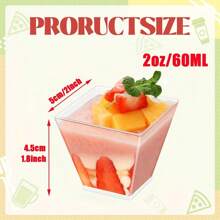 甜点杯派对杯冰淇淋杯透明塑料可重复使用优雅开胃杯适用于巧克力芝士蛋糕布丁慕斯非常适合餐厅面包店餐饮活动万圣节方形迷你甜点杯可重复使用的塑料杯