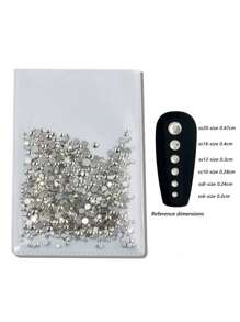 1440 件平底闪光玻璃石水钻水晶 1440 件/包 Ss3-Ss16 白色 Ab 水晶水钻指甲宝石平底圆形水钻平底水钻美甲用品指甲指甲饰