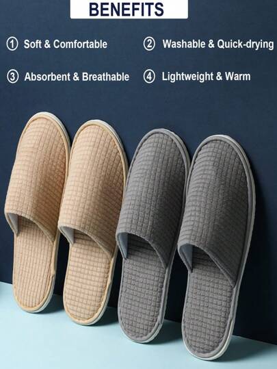 1-6 Pairs Spa Slippers, Non Slip Disposable Slippers For Guest, Washable Reusable, Which Can Be Used As Women Men, House, Indoor, Bathroom, Bedroom, Hotel, Bride Slippers, Back To School Supplies Back To School