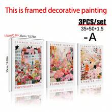 3 cái/bộ Bộ áp phích chợ hoa, Gói nghệ thuật treo tường, Nghệ thuật treo tường thực vật, Áp phích thực vật, Áp phích hoa hồng, Bộ tranh treo tường, Trang trí tường bằng vải canvas, Món quà lý tưởng cho hành lang phòng ngủ - Nhiều màu - Xem 16