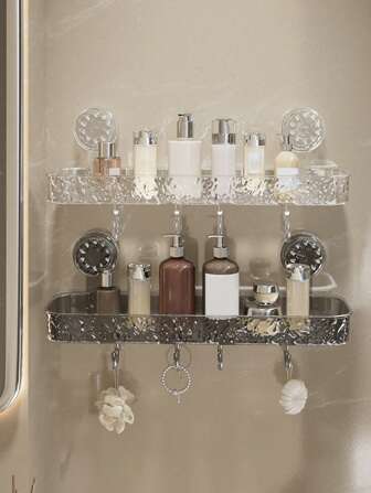 1pc Bathroom Corner Rack With Hook, Wall-Mounted Towel Rack, No-Drill Space-Saving Shower Shelves Bathroom Storage Organizer Home Bathroom Decor Bathroom Organizer Fall Decor Back To School