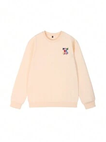 Tween Girl Casual Printed Pullover Crew Neck Sweatshirt, Thickened, Warm Long Sleeve Top For Autumn/Winter - The Colorful Crew Neck Sweatshirt Will Bring Joy And Happiness To Every Child - Apricot - View 4