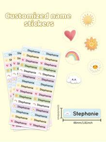 Custom Name Sticker, Cartoon Fresh And Simple Cute Waterproof Modern School Supplies Label, Back To School, School Supplies, Paper Name, Category Sticker, Number Category Gifts Birthday Graduation