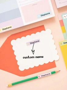 Custom Name Sticker, Cartoon Fresh And Simple Cute Waterproof Modern School Supplies Label, Back To School, School Supplies, Paper Name, Category Sticker, Number Category Gifts Birthday Graduation