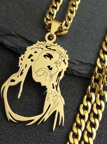 Collar con colgante de corona de espinas chapado en oro de acero inoxidable unisex, cadena larga de estilo hip hop - collar - Ver 7
