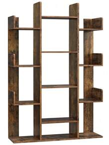 VASAGLE Tree Bookcase With 13 Storage Shelves, Rounded Corners, 9.8 Inches Deep X 33.9 Inches Wide X 55.1 Inches High, Rustic Brown - Rust Brown - View 8