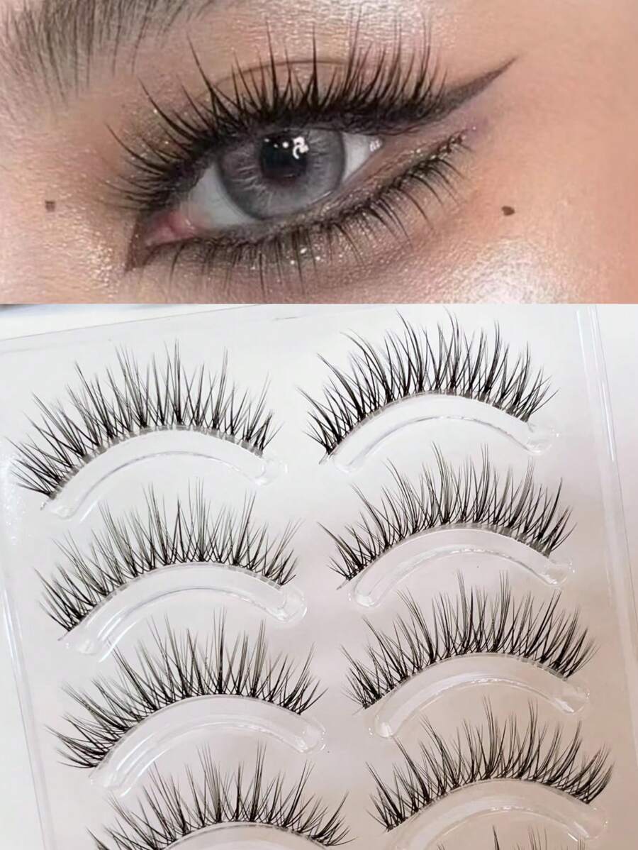 10pcs Tinted Naturalistic Mixed-Asian Curly One-Piece False Eyelashes - Fluffy Lashes - View 1