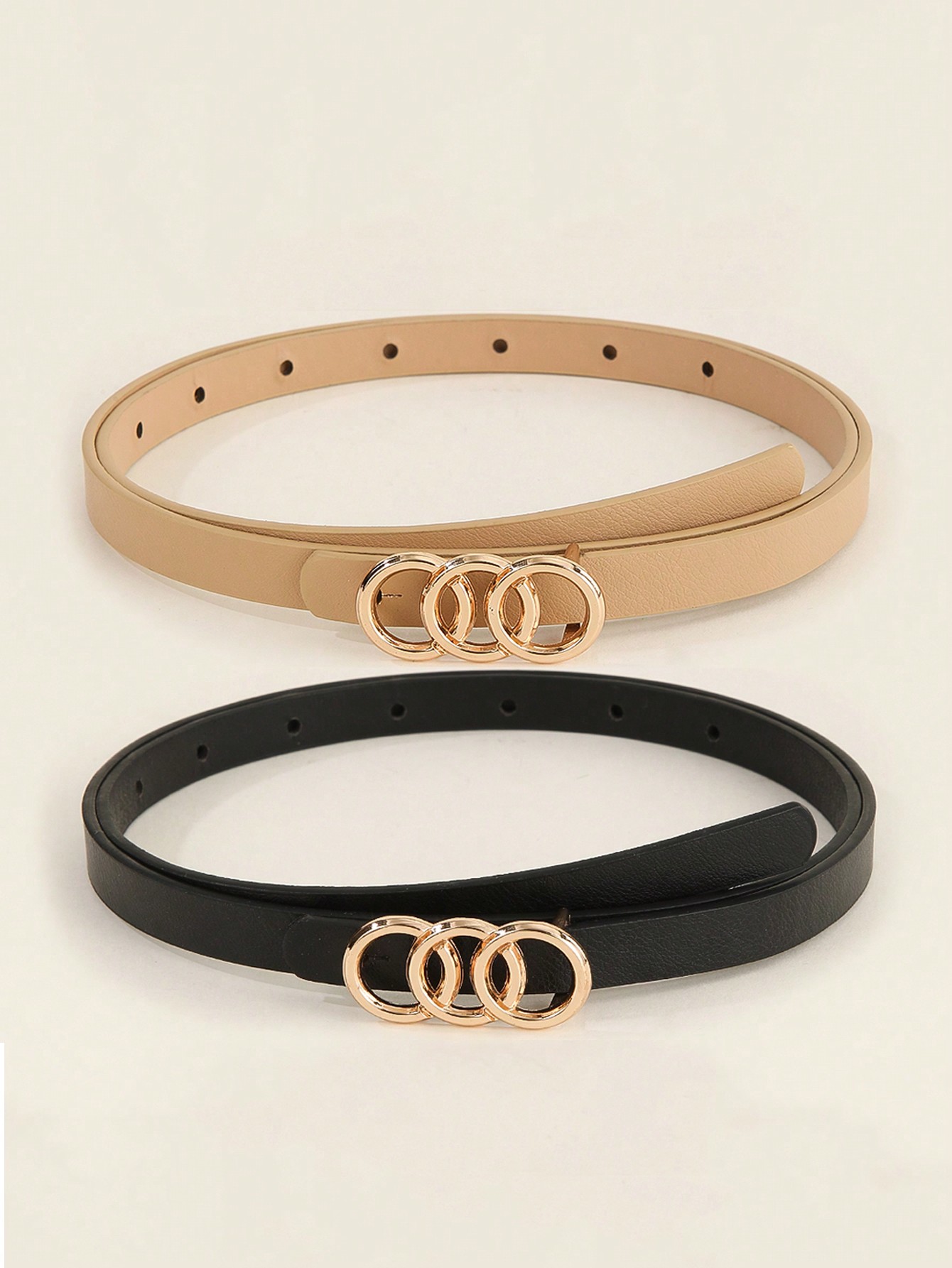 4 قطع حزام جلد كاجوال صغير معدني للنساء، مناسب للص...