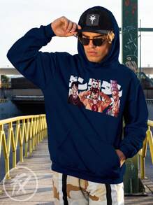 Dandadan Okarun Momo Seiko Trio Anime Sweatshirt  Drawing 2314 Flow Fx - Navy Blue - View 6