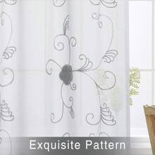Rideau en Voile brodé de fleurs, avec poches pour tringle, transparent, avec embrasses, pour salon, chambre à coucher, cuisine