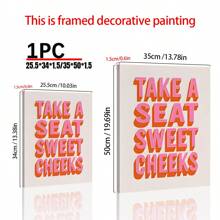 1 pieza de arte con texto "Sweet Cheeks", póster naranja, decoración de pared retro beige para baño, diseño de cita vibrante y divertida, decoración para el hogar, póster de lienzo de pared, arte de pared de lienzo moderno, pósteres para habitación, artículos de decoración para habitación, decoración del hogar, decoración de habitación estética, decoración occidental, decoración para baño, cocina, sala de estar, dormitorio, oficina - Multicolor - Ver 3