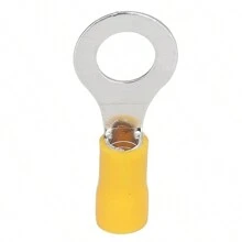 200 Uds. Terminales prensados ​​en frío amarillos embolsados ​​conector de engarzado de cable de anillo terminal aislado - Amarillo - Ver 2