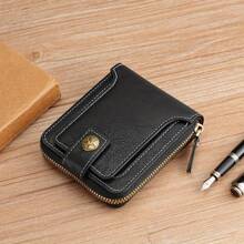 Mens Leather Zip Around RFID Blocking Wallet Credit Card Id Coin Holder Wallets - Brown - View 4