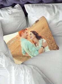 1 Stück individuell gestalteter Paar-Foto DIY Kissenbezug, ein wärmender, personalisierter Geschenkidee für Paar, Familie, Muttertag, Vatertag, Erntedankfest, Lehrertag, Valentinstag, Hochzeitstag, einseitig bedruckter Kissenbezug