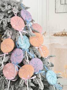 4PCS Đồ trang trí kẹo mút Giáng sinh Đồ trang trí cây thông Noel Đồ trang trí kẹo mô phỏng Tiệc cưới Lễ Tạ ơn Đồ trang trí treo Giáng sinh (Màu vàng) - kẹo mút màu hồng - Xem 5
