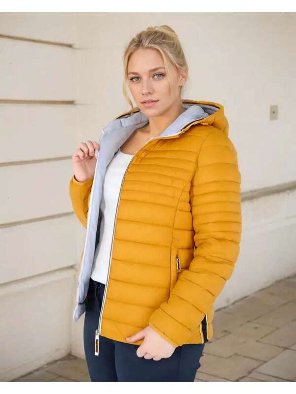 Piumino da donna taglie forti Cappotto ripiegabile con cappuccio imbottito leggero trapuntato