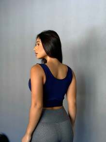 KIT 2 Polyamide Tops With Removable Pads Double Fabric Wide Waistband Comfort Gym Ref.866 Cropped Fitness - 彩色 - 查看 3