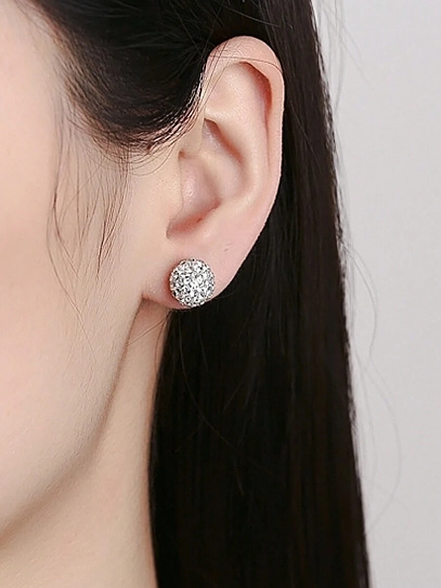 Bông tai bạc 925 Ma'am Elegant Noble dùng hàng ngày làm quà tặng - tròn - Xem 1