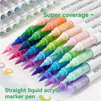 9-Color Straight Liquid Acrylic Paint Pens Brush Color Marker Pen For Rock Painting Stone Ceramic Glass DIY Art Supplies Stationery Back To School