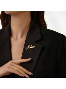 Personalized Customize Names Stainless Steel Brooch Pin Custom Logo Gold Name Badges Products For Women Jewelry Wedding Gift