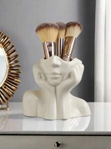 1 pièce Vase en céramique blanc, forme de buste féminin à mi-corps, style boho minimaliste, vase décoratif moderne nordique pour fleurs, décoration de maison, salon, bureau, meilleur cadeau