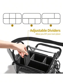 Salon Beauty Makeup Tool Bag, Transparent Waterproof Travel Organizer Pouch, Fashion PVC Cosmetic Bag For Women - Black and White - View 4