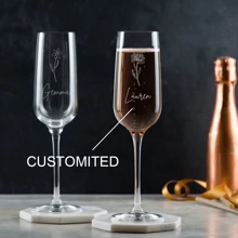 个性化诞生花香槟杯 - 个性化香槟杯 - 送给她的独特生日礼物 - 花卉香槟杯 - 香檳杯 - 查看 1