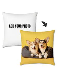 1pc Customized Family Photo/Text Design Throw Pillow Cover, Personalized Pillow Sham With Family, Lover, Friend Or Pet Image/Text, Suitable For Holiday, Party, Mother's/Father's Day, Thanksgiving, Living Room, Bedroom Decor, Year-Round Use - Multicolor - View 3