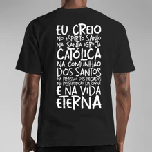 T-Shirt Catholic Shirt Printed Prayer Creed Back - 黑色 - 查看 1