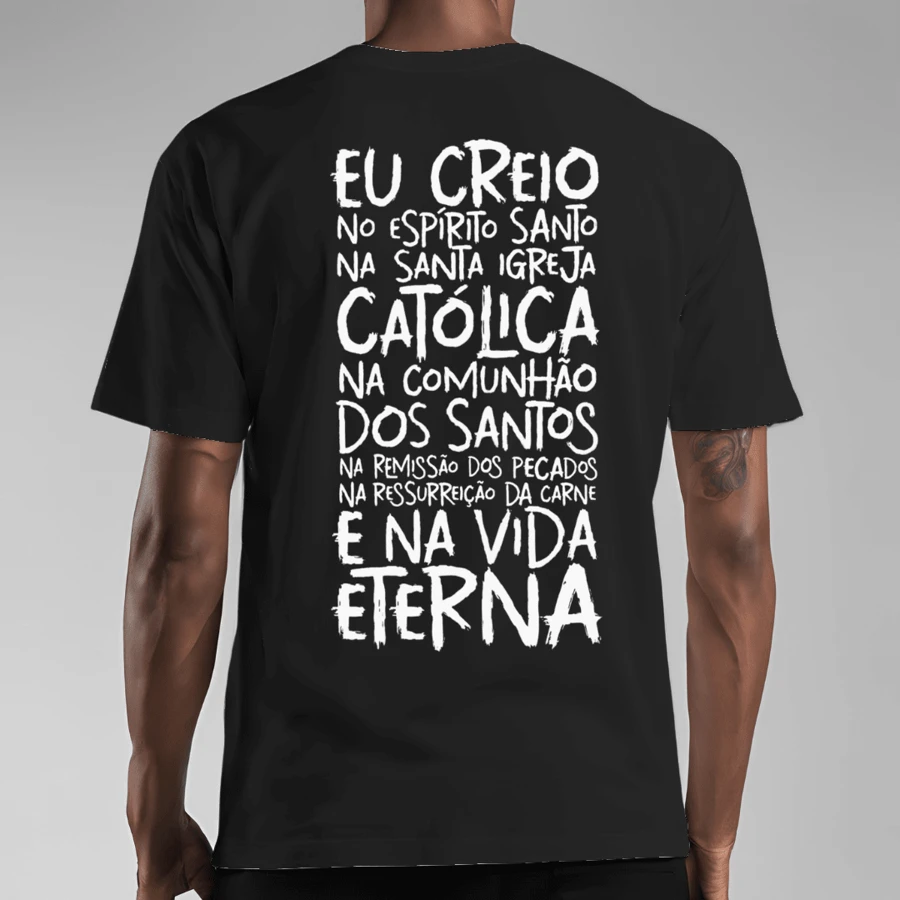 T-Shirt Catholic Shirt Printed Prayer Creed Back - 黑色 - 查看 1
