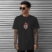 T-Shirt Catholic Shirt Printed Prayer Creed Back - 黑色 - 查看 2