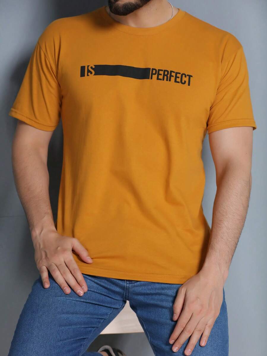 Is Perfect Printed Short Sleeve T-Shirt For Men 100% Cotton - Lạc đà - Xem 1