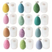 1pc Easter Egg Pattern Silicone Mold Candle Mold Aromatherapy Plaster Resin DIY Craft Candles Making Tools Gypsum Ornaments Embossed Flower Egg Candle Mold