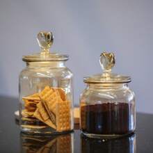 Set Of 3 Hermetic Amber Glass Jars Decor Affection Heart 650ml - Tuut - 米色 - 查看 2