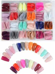 576 piezas de uñas postizas de ballet, uñas acrílicas falsas de unicolor de cobertura completa, diseño femenino simple, fácil de usar, opción ideal de manicura para mujeres, suministros de uñas