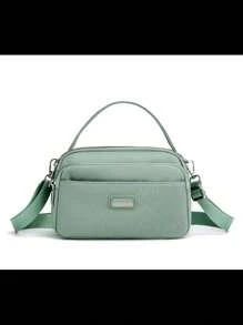 Women's Large Capacity Multi-Compartment Waterproof Nylon Shoulder Bag - màu xanh lá - Xem 1