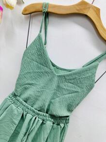 Women's Blouse Sleeve Shorts Set - Green - View 3