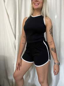 Shorts And Top Set For Sleeping, Women's Pajamas, PP To GG - 黑色 - 查看 3