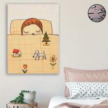 1 Pc Nara Miichi Dreamtime Painting Wood Frame Canvas Painting Thickness 2.25cm /0.9 Inches High Quality Wall Art Printed Poster Directly Hanging Wall Pictures Decorate Home Gifts, Living Room, Bathroom, Bedroom, Kitchen