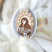 1Pc Custom Thanksgiving Turkey Topper For Cups - Personalized Name Engraved Acrylic Lid Accessory, Christmas SANTA 2.0 Tag For 20 Oz 30 Oz. 40 Oz. Water Bottle