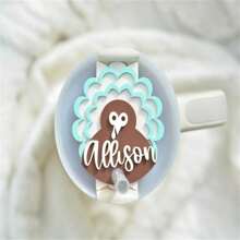 1Pc Custom Thanksgiving Turkey Topper For Cups - Personalized Name Engraved Acrylic Lid Accessory, Christmas SANTA 2.0 Tag For 20 Oz 30 Oz. 40 Oz. Water Bottle