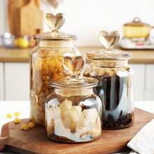 Set Of 3 Hermetic Amber Glass Jars Decor Affection Heart 650ml - Tuut - 米色 - 查看 9