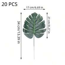 10/20 pièces 33,9 cm Fausses feuilles de palmier tropical avec tiges, plante tropicale artificielle, imitation de feuilles de Monstera, décorations de fête hawaïenne luau, Saint-Valentin, cadeau