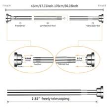 LOMILD 1PC Silver Stainless Steel Spliced Shower Curtain Rods Do Not Need To Be Punched. Spring Spliced Telescopic Shower Curtain Rods And Drying Rods Of Large And Small Sizes Can Be Spliced Freely. Curtain Rods, Wardrobe Hanging Rods, Balcony Curtain Rods, Bedroom Curtain Rods, And Bathroom Telescopic Towel Hanging Rods. Strong Load-Bearing Capacity And Easy Installation, Multi-Functional Splicing Shower Curtain Telescopic Rods. - Silver - View 12