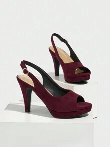 Giày sandal cao gót nữ, hở mũi có quai buộc cổ chân, chất lượng cao cấp, đế dày, màu đỏ tía, thanh lịch và quyến rũ, phù hợp cho tiệc tùng, kỳ nghỉ, thời trang đa năng, tiệc theo chủ đề, Giáng sinh, giày nữ thoải mái và duyên dáng, trang phục mùa xuân hè. - Màu Đỏ Sâu - Xem 6