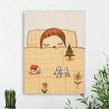1 Pc Nara Miichi Dreamtime Painting Wood Frame Canvas Painting Thickness 2.25cm /0.9 Inches High Quality Wall Art Printed Poster Directly Hanging Wall Pictures Decorate Home Gifts, Living Room, Bathroom, Bedroom, Kitchen