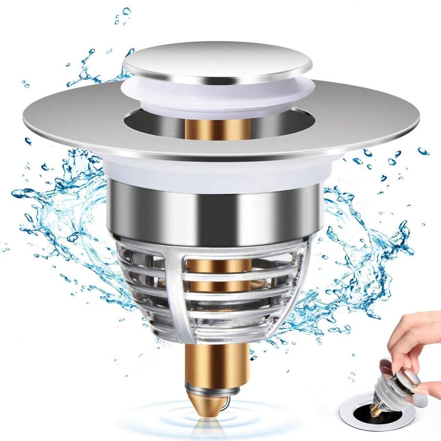 Tappo Di Scarico Universale Per Vasca Da Bagno In Rame - Diametro 44 Mm Con Altezza Regolabile - 2