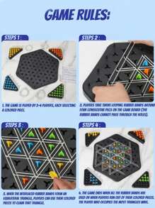 Triangle Game, Chess Board Game, Family Game, Tabletop Game, Tactical Game, Suitable For Parties And Logic Games (2-4 Players) - Multicolor - View 5