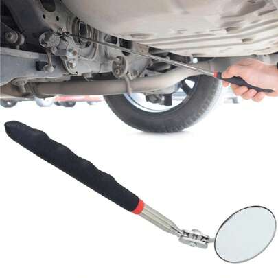 1 Pc Mini Inspection Mirror Car Telescopic Detection Lens Inspection Round Mirror Reflector Mirror 360 Repair Tool, Undercar Inspection Universal Telescopic Folding Visitation Mirror, Universal Telescopic Folding Sight Glass For Vehicle Bottom Inspection, Adjustable Rod And 360 Degree Rotating Inspection Mirror, Telescopic Telescopic Detection Mirror, Automotive Telescopic Detection Tool Equipment, Auto Repair Tool, Car Diagnostic Tool